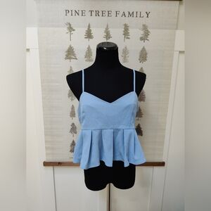 Forever 21 Baby Blue Peplum Festival Top – Size Large
